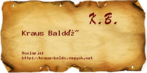 Kraus Baldó névjegykártya
